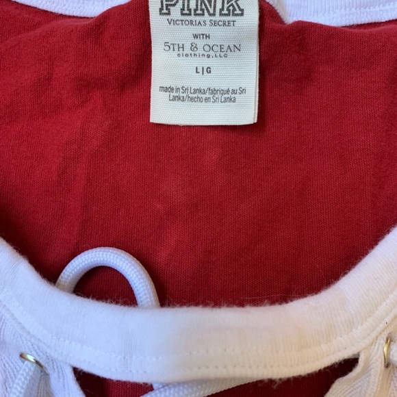 Vs Pink Laceup Tee crop Oklahoma Sooners OU - Picture 2 of 5